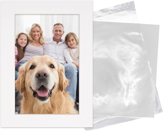 11x14 Mat for 12x16 Frame - Precut Mat Board Acid-Free Show Kit with Backing Board, and Clear Bags White 11x14 Photo Matte Made to Fit a 12x16 Picture Frame Matboard for Framing, Pack of 100 Mats - Image 3