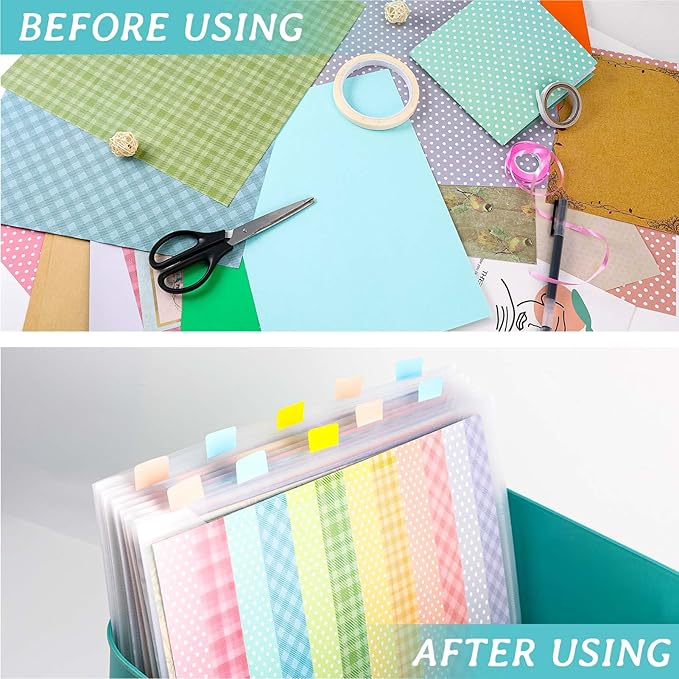 Caydo 36PCS Scrapbook Paper Storage Organizer for 12 x 12 Paper | Paper Storage with 100PCS Sticky Index Tabs Holds Scrapbooking, Cardstock, Vinyl Paper - Image 4