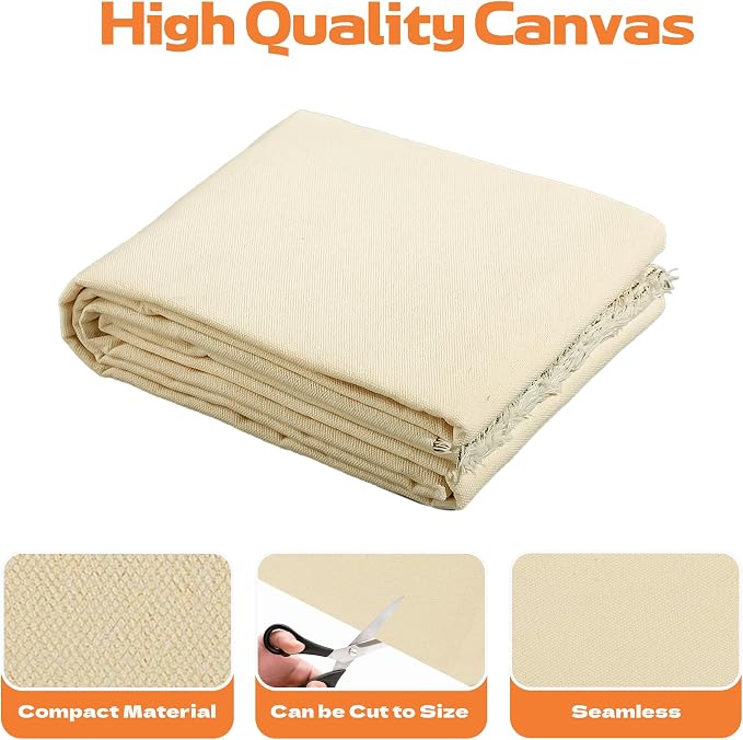 10oz Natural Cotton Blend Canvas Fabric, Duck Canvas Fabric, 60'' Wide for Arts & Crafts, Painting, Handmade Home Decor (Unbleached, 5 Yard) - Image 2