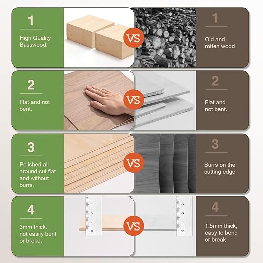 6 Pack Walnut Plywood Sheets, 12 x 20 x 1/8 Inch, 3mm Plywood for Laser Cutting and Engraving, Thin Unfinished Wood Blanks for Architectural Models and DIY Wood Crafts - Image 3