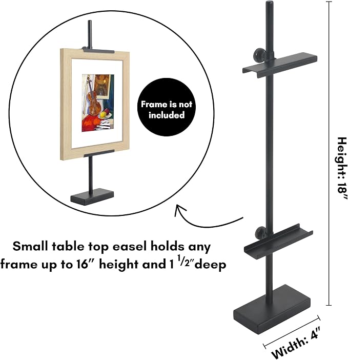 Americanflat 18" Adjustable Tabletop Easel Stand for Picture Frames up to 10x8 - Ideal Picture Frame Stand to Display Art, Signs, or Photos - Use Easel Stands for Home or Events - Black - Image 2