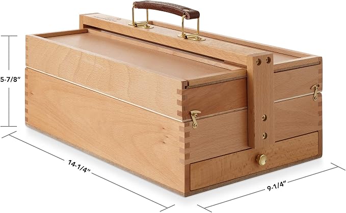 7 Elements Wooden Multi-Function Artist Tool and Brush Storage Box - Beechwood Art Supply Organizer with Drawers - Image 4
