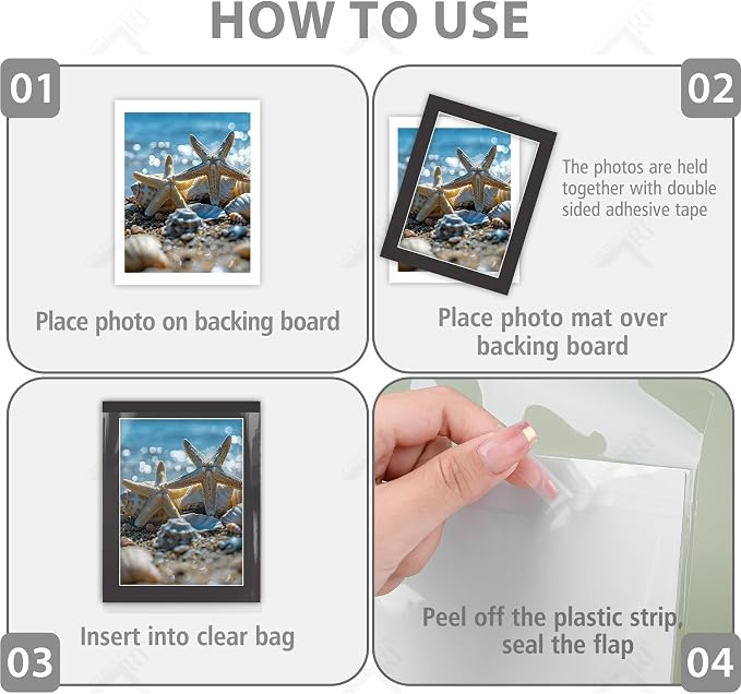 Golden State Art 5 Pack Black Mat 11x14 for 9x12 Photo Matte+Backings+Bags | Acid-Free,4-Ply Thick,Pre-Cut Kit Mattes,White Core,Bevel Cut,For Photos, Pictures,Artwork, Poster or Print Display - Image 5
