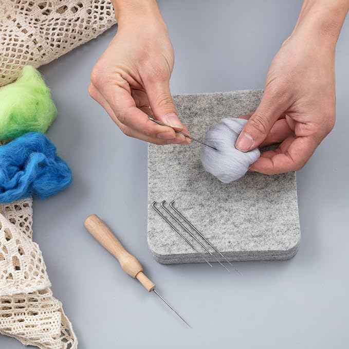 Amylove 2 Pcs Needle Felting Pad Needled Felting Mat Wool Supplies Thick Firm Base Woolen Block for Beginners Crochet Knitting Projects Kit Tool, Gray (5 x 6 x 1 Inch) - Image 7