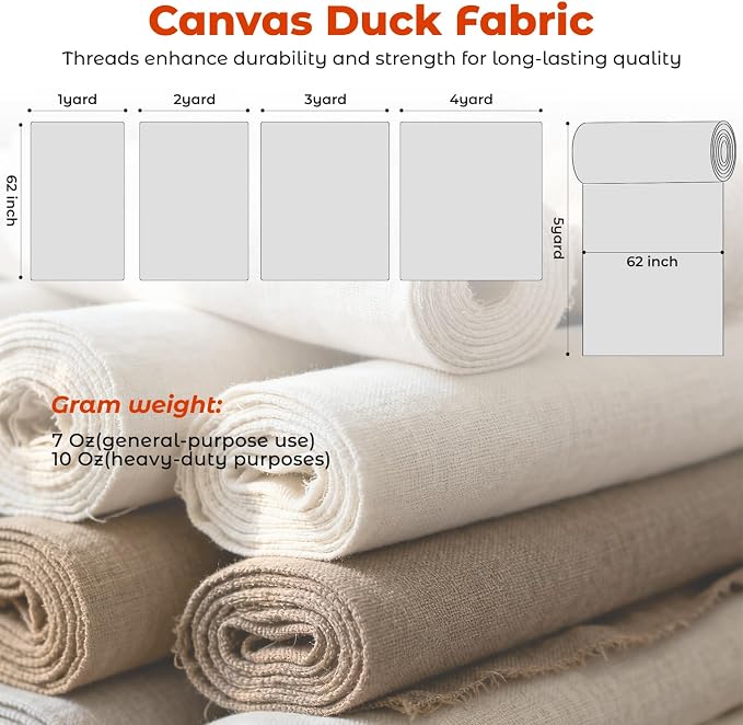 Natural Cotton Duck Canvas Fabric, 60 inches Wide, Heavyweight, for Arts and Crafts (Natural 7oz, 4 Yard) - Image 5
