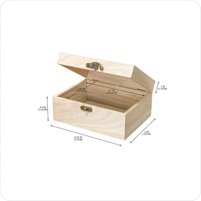 Cregugua 24-Pack Unfinished Wooden Box with Lid Rectangle Crafts Wood Box for Homemade DIY (5 x 6.7 x 3.1 In) - Image 4