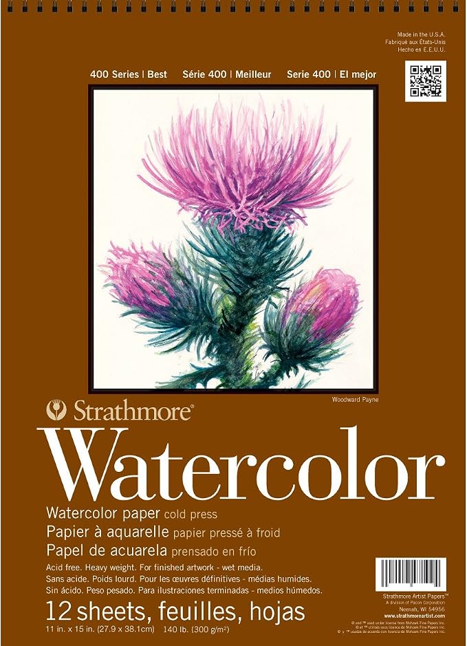 Strathmore 440-2 STR-440-2 12 Sheet No.140 Watercolor Cp Wire Bound Pad, 11 by 15", 11"x15" by StrathmorePaper