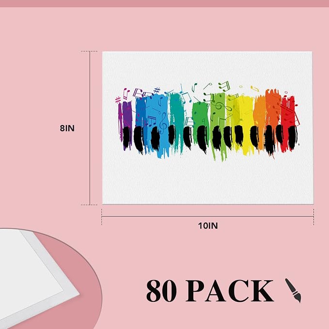 ESRICH 8x10 Canvas for Painting, 80 Pack Blank Painting Canvas, Primed Cotton Canvas Boards for Painting for Oil Paint, Watercolor, Acrylic Paint, Gouache and Tempera. - Image 2