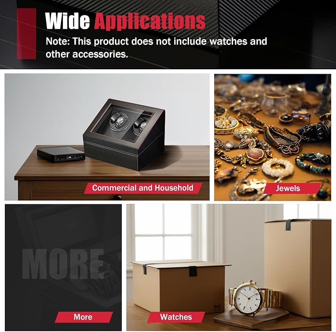 Watch Box, 4+6 Automatic Mechanical Watch Winder Box Self-winding Display Box Organizer for Men, Best Gift for Thanksgiving Day Christmas, Black - Image 9
