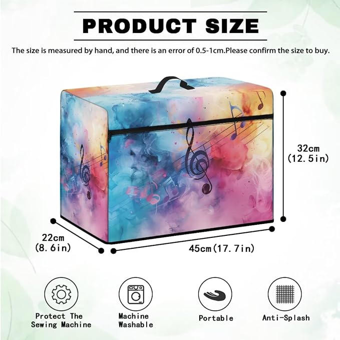 Tie Dye Music Sewing Machine Dust Cover & Mat for Table Muffling - Machine Washable, Dust Resistant - Image 5