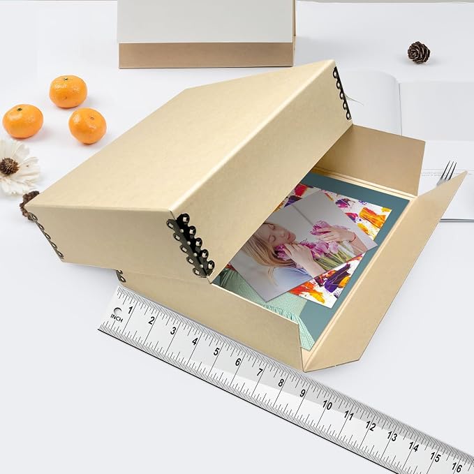Lineco Museum Archival Storage Box, Drop Front, 8.75x10.75x3 in, Tan | Acid-Free with Metal Edge, Preserves Picture Longevity, Organize Photos, Newspapers, Prints, Documents, Crafts, DIY - Image 3
