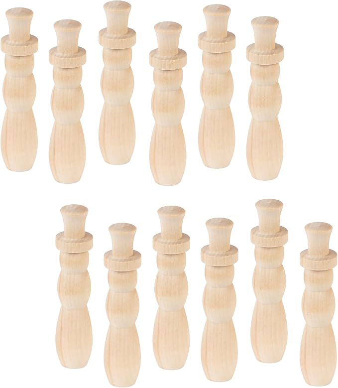 Group of 12 Unfinished Wood Snowmen by Factory Direct Craft - Blank Wooden Christmas Peg Dolls for Crafting and Creating 5-1/2 Inches H by FactoryDirectCraft