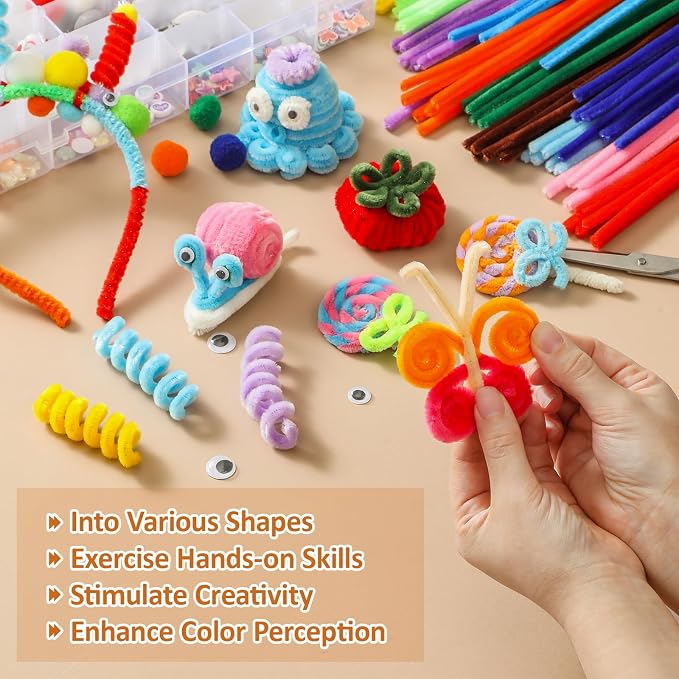 POIKSHARK 1000 PCS 20 Colors Quality Pipe Cleaners Bulk, Thick Pipe Cleaners Craft for DIY Craft Projects, Multicolored Limpia Pipas for Art Supplies & Materials, Rainbow Chenille Stems(12inch*6mm) - Image 3