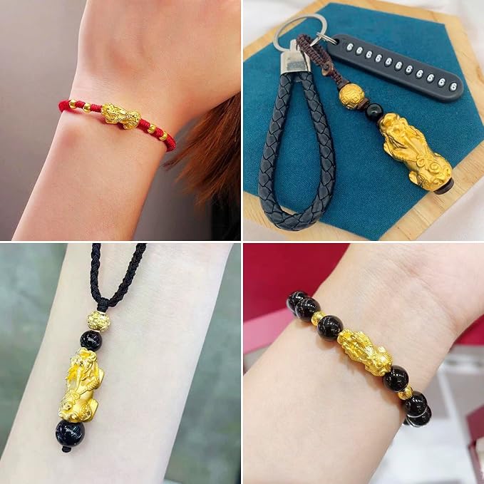 Craftdady 20Pcs 24K Gold Plated Pixiu Spacer Bead 3D Metal Alloy Fengshui Bead 5 Sizes for for Attracting Wealth Good Luck DIY Bracelet Jewelry Craft - Image 4