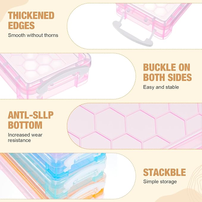 Gueevin 24 Pcs Large Capacity Plastic Pencil Box Clear Plastic Pencil Case Crayon Box with Snap Tight Lid Watercolor Pen Storage Brush Organizer Drawing Tools Container (Macaron) - Image 3