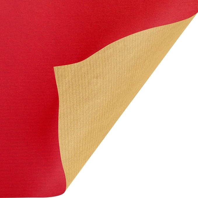 Jillson Roberts 6 Roll-Count Solid Color Wrapping Paper, Double-Sided Kraft Red and Gold/Gold and Silver/Red and Green - Image 2