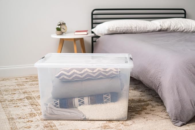 IRIS USA 132 Qt Stackable Storage Bins with Lids, Clear | High-capacity clear design is ideal for blankets, comforters and oversized household items, Stackable and nestable - Image 3