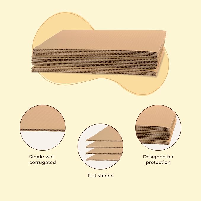 The Boxery Corrugated Cardboard Sheets 20''x20'' - (1/8'' Thick) | 100 Sheets | Brown | Insert Pads, Frame Backing, DIY Projects, Arts and Crafts, Dividers, Mailing, Packing Protection - Image 4
