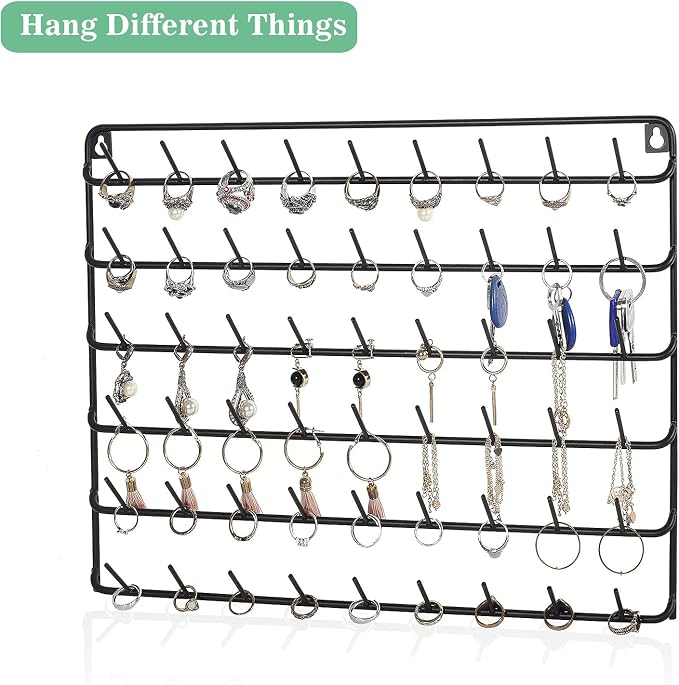 HAITRAL 4 Set of 54-Spool Sewing Thread Rack, Wall-Mounted Metal Sewing Thread Holder, Hair-braiding Organizer, Black | Metal Sewing Thread Holder Organizing Spools, Fix Jewelry, Key Chains, Decoration the Room - Image 5