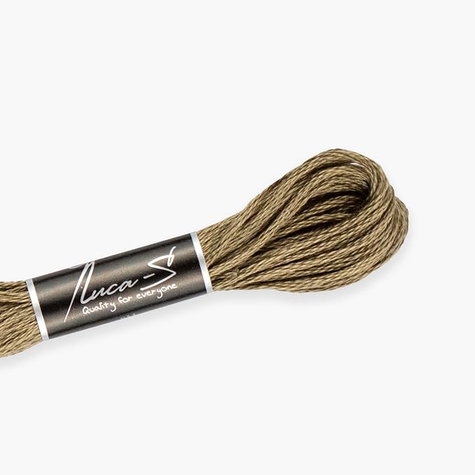 12 Pack of Premium Embroidery Thread Luca-S, 100% Giza Cotton, Oeko TEX Certified Stranded Cotton - 482 / DMC 3790 / Anchor 898 by Luca-S