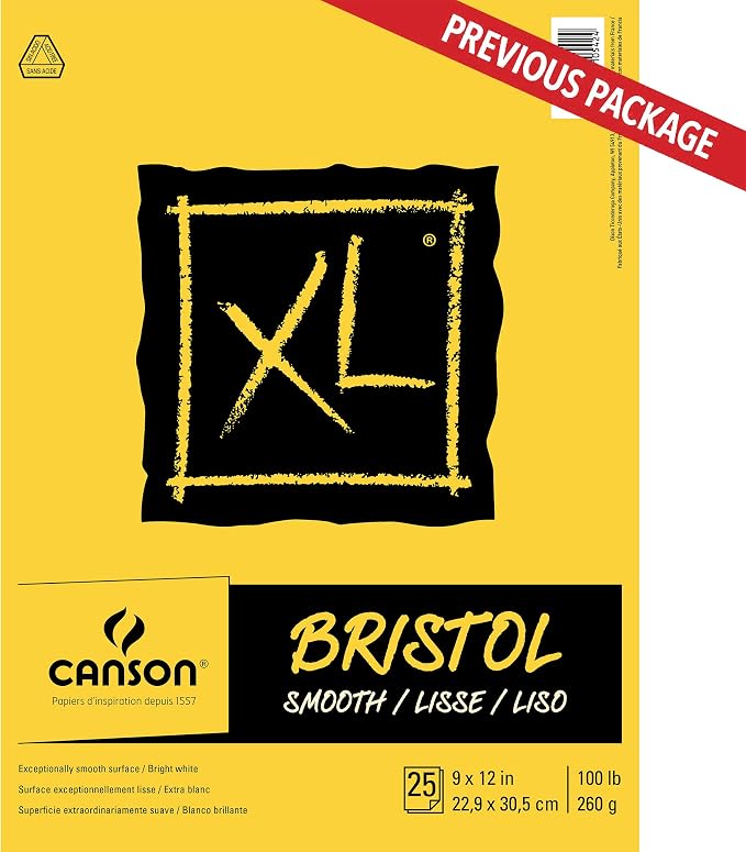 Canson XL Series Bristol Paper, Smooth, Foldover Pad, 9x12 inches, 25 Sheets (100lb/260g) - Artist Paper for Adults and Students - Markers, Pen and Ink - Image 2