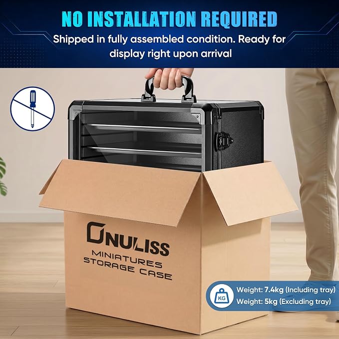 ONULISS Miniature Carrying Case with Side Mesh Pouch 6 Trays (X-Large Size) | Miniature Storage & Transport Case - Aluminum Alloy Frame & 6 Metal Trays for Display Figure Collectibles 15.9” x 12.9” x 18” - Image 7