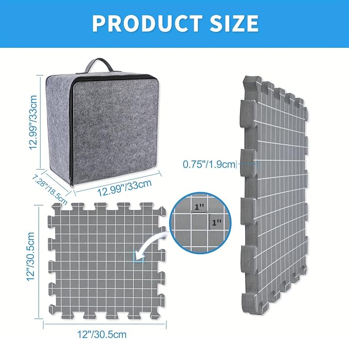 Yrangee Blocking Mats for Knitting-9 Pack Extra Thick,10 Blocking Combs | Knitting Blocking Mats and Pins Crochet Blocking Board with Grids for Needlepoint or Crochet with 150 T-Pins and Storage Bag - Image 7