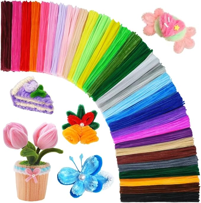 GAGANIU 1200pcs Pipe Cleaners, 24 Colors Chenille Stems with Flower Manual | 12inch x 6mm Limpia Pipas for Arts and Crafts, Holiday Home DIY Decorations Handmade Bouquets by GAGANIU