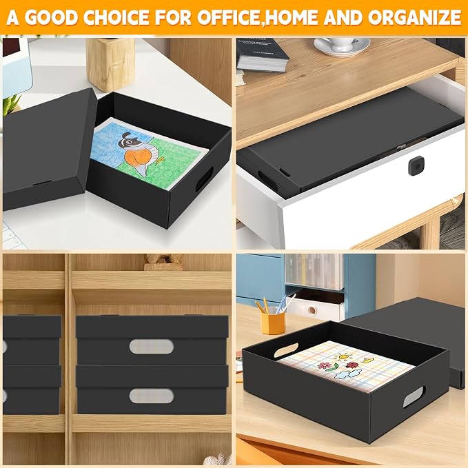 6PCS Photo Storage Box,14.8“ x 12.2“ x 3.9“ Photo Keepsake Storage Box Sturdy Picture Box Store and Protect Pictures,Documents Black - Image 7