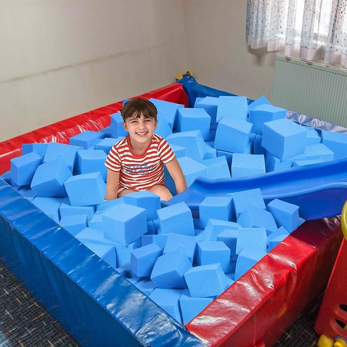 Foam Pit Blocks Foam Padding Sponge Pit Cubes Sponge Blocks for Amusement Park Gymnastics Freerunning and Parkour Courses - 36PCS 5" x 5" x 5" (Dark Blue) - Image 6