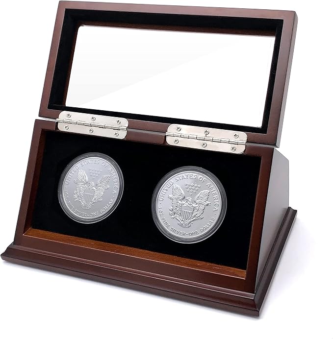 Challenge Coin Display Case 1.5-1.75 Inch 38-44.5 mm Coin Holder 1 Slot (Walnut, 2 Slots) by ChezMonett-HomeDecor