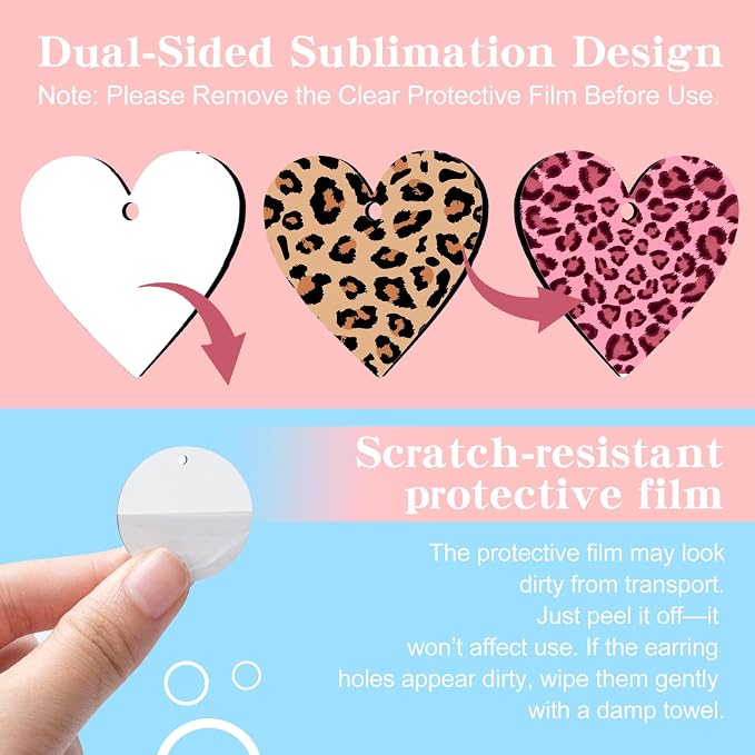1250 Pieces Sublimation Earring Blanks Bulk DIY Jewelry Craft Making Kit with 250 Earing Hooks 250 jump Rings 250 Ear Plugs,125 Earring Cards Holder and Clear Package Bags for Birthday Gifts Supplies - Image 5
