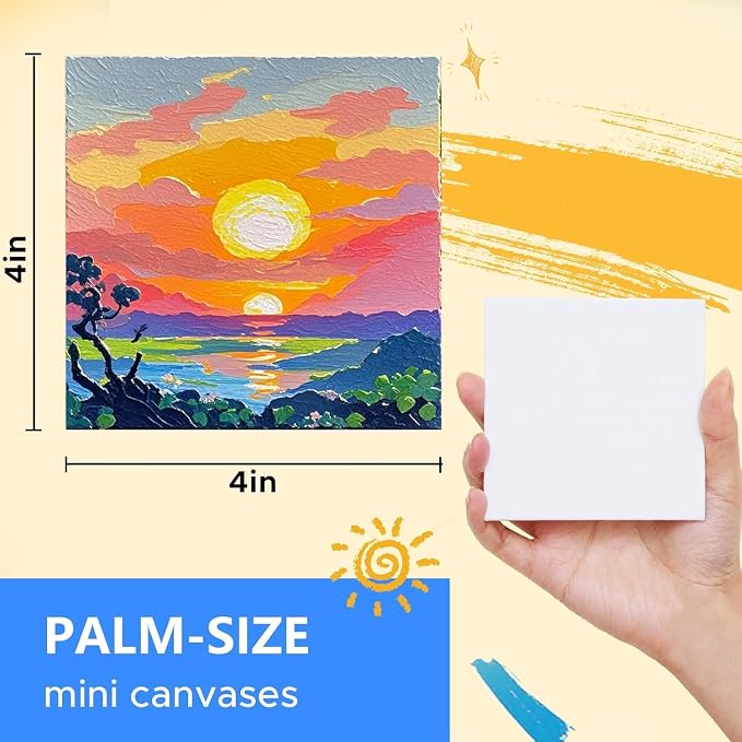 Mini Canvas for Painting 4x4 inch, 56 Pack Bulk Small Painting Canvases | Blank Canvas Panels, Gesso Primed Acid-Free 100% Cotton for Oil, Watercolor, Acrylic, Art Supplies for All Skill Level - Image 7