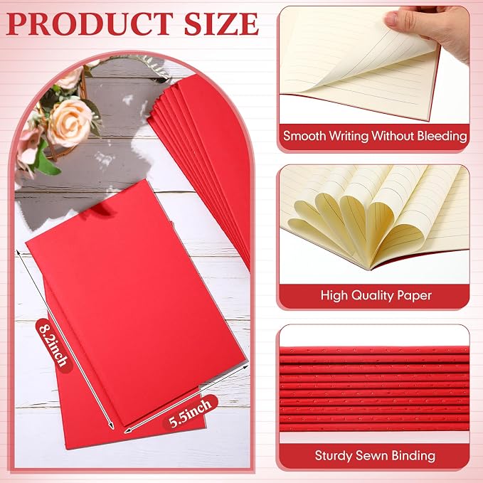 100 Pcs A5 Journals Notebooks Bulk,Red,Lined | Kraft Softcover Small Notebooks 5.5 Inch x 8.3 Inch Notepads with 60 Page 30 Sheet for Writing Sketch Travel Office Supplies - Image 2