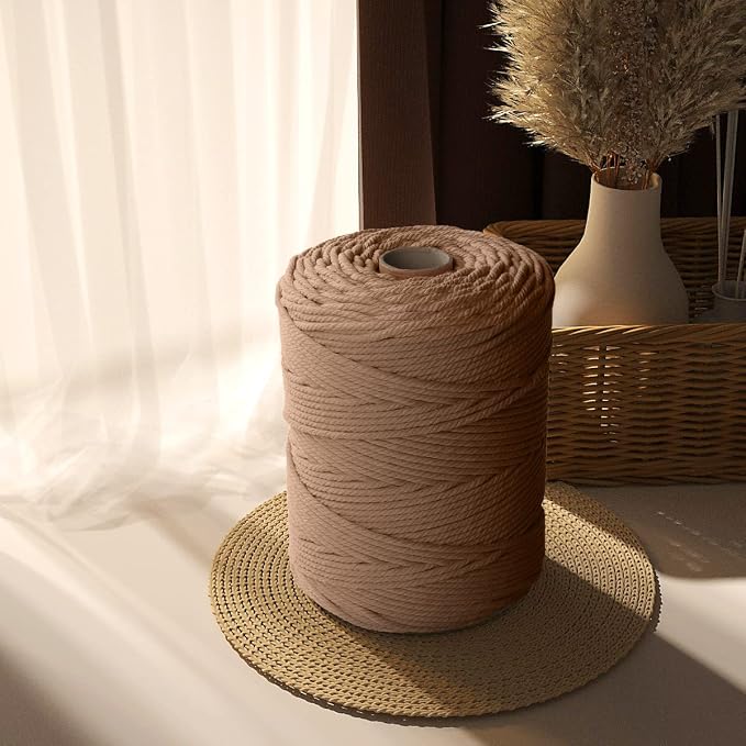 Macrame Cotton Cord 5mm x 328yds, ZUEXT Natural Handmade Brick Red Cords 4 Strands Knitted Rope String for Craft Wall Hanging Weaving Tapestry Dream Catchers Hanger DIY Gift (300m) - Image 9
