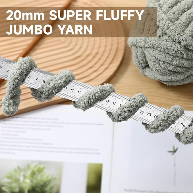 8 Pack Khaki Chunky Chenille Yarn for Crocheting, Blanket Extra Thick Yarn, Super Bulky Large Soft Fluffy Plush Fuzzy Thick Chenille Yarn-1 Pack of 226g/7.97oz- Knitting/Crochet-Khaki - Image 3