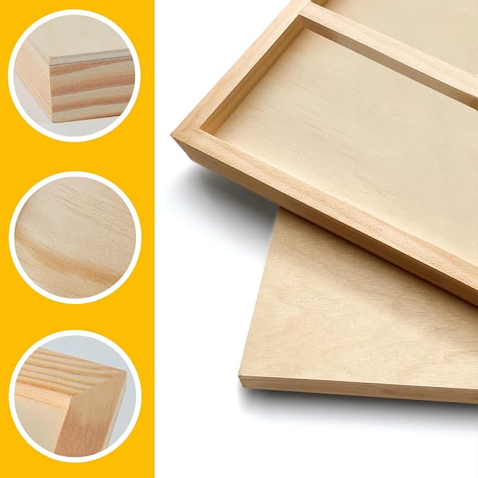 2 Pack 24x24'' Unfinished Gallery Birch Wood Canvas Panels ﻿ | 1 1/2’’ Deep Cradle Boards for Painting, Acrylic Pouring, Art, Burning, Crafts, Epoxy Resin, Laser Engraving Cutting - Image 5