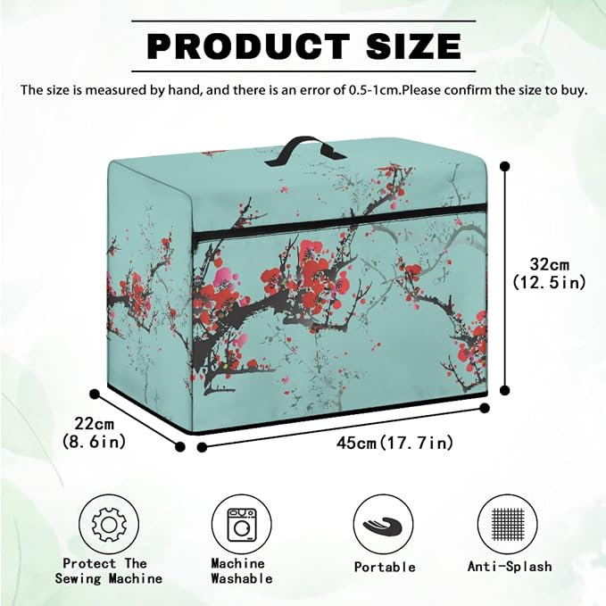 Plum Sewing Machine Dust Cover & Table Mat with Pockets for Sewing Accessories Non Slip Mat Reduce Vibration Movement Home Decor - Image 5
