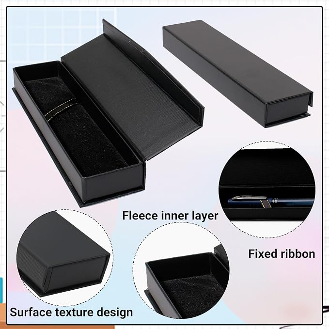 42 Pcs Pen Gift Boxes Empty Black Ballpoint Pen Gift Box with Cushion Pen Jewelry Display Box Empty Present Collection Cases for Birthday Souvenir Business Gifting Office Supplies - Image 4