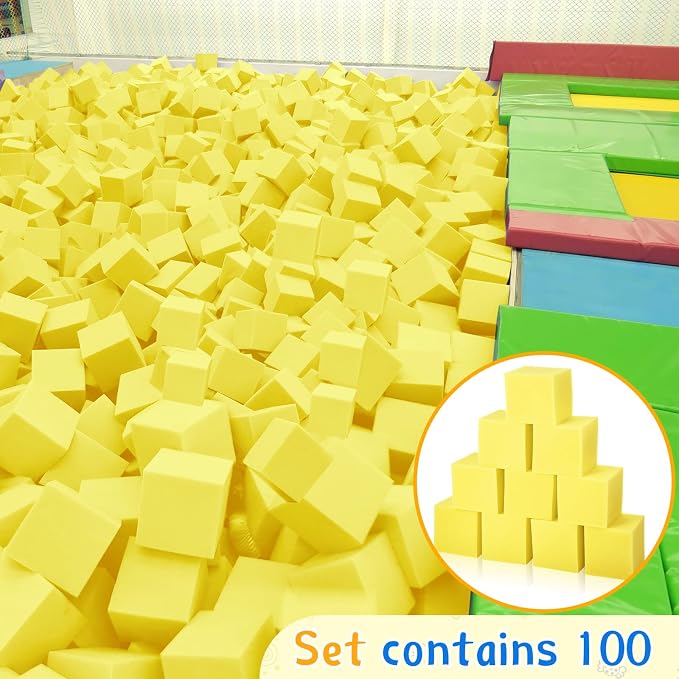 Treela Foam Pit Blocks 4 x 4 x 4 Inch Foam Cubes Soft Stacking Blocks Protective Padding Sponge Pit for Gymnastics Trampoline Arenas Rock Climbing Parkour Indoor Amusement Park - Image 6