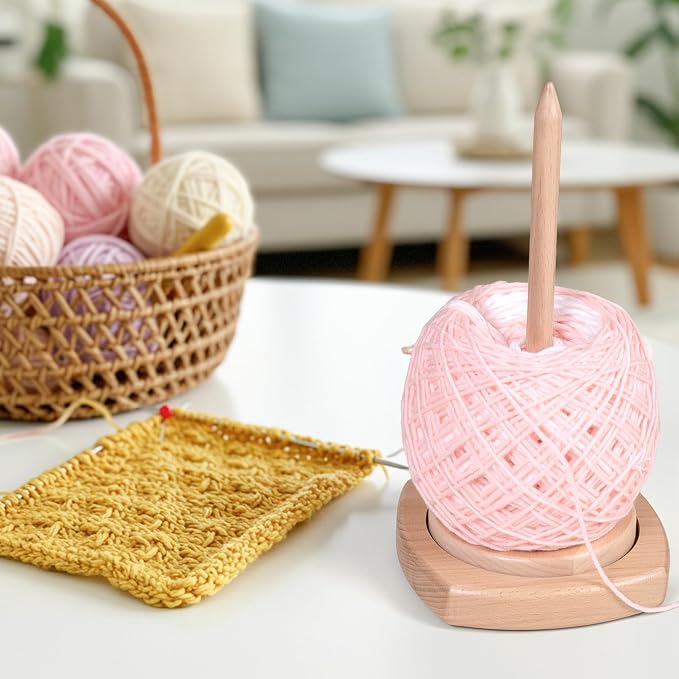 Caydo Wooden Yarn Holder for Knitting and Crocheting, Yarn Spinner Holder | Easy Install and Operate Yarn Spinner with Yarn Storage, Perfect Crochet Gift for Craft Enthusiasts - Large - Image 7