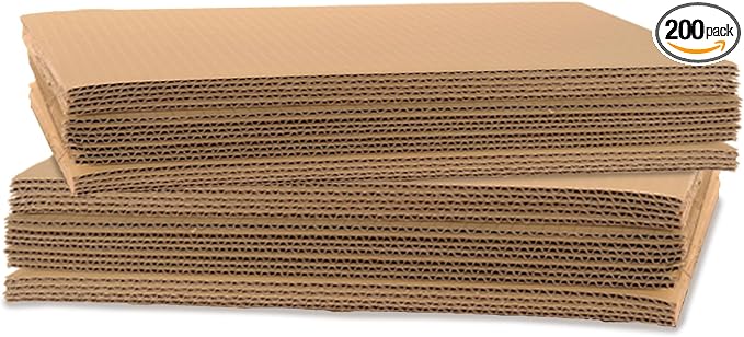 The Boxery Corrugated Cardboard Sheets 12.5 x 12.5" - (1/8" Thick) | 200 Sheets | LP Insert Pads, Brown, Frame Backing, DIY Projects, Arts and Crafts, Dividers, Mailing, Packing Protection by TheBoxery