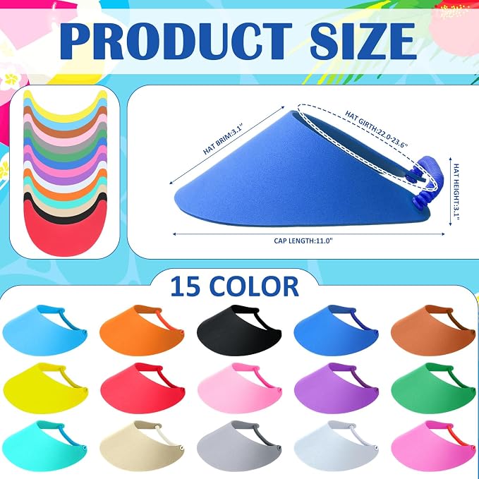 Yahenda Foam Visors for Kids Bulk with Coil Bands Craft Visors Colorful Sun Summer Hats Party Supplies for Boys Girls - Image 3