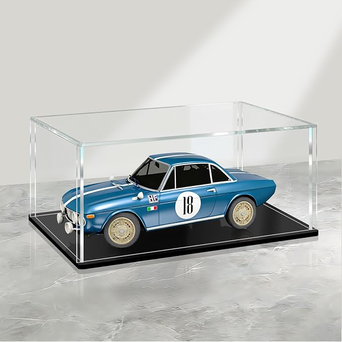 LANSCOERY Acrylic Display Case, 9.8 x 5.1 x 3.9 in, Upgraded Thickened UV-Resistant Showcase, 98% Clarity Dustproof Box with Glossy Black Base for Action Figures, LEGO & Models by LANSCOERY