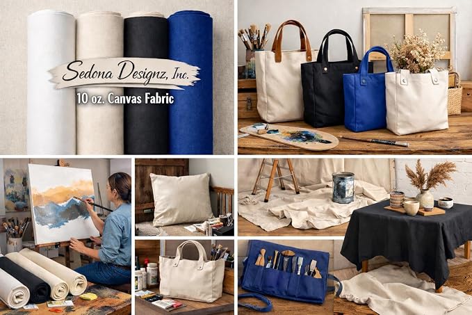 Sedona Designz 60" Wide Cotton Duck Canvas Fabric - Heavy Weight 10oz Durable 100% Cotton (Natural, 20 Yards) - Image 3