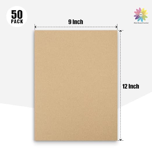 Mat Board Center, 50 Corrugated Cardboard Sheets 9x12 Inches Flat Card Board Inserts for Packing, Shipping, Mailing, DIY Crafts - Image 2