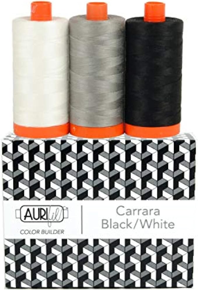 Aurifil Thread CB CarrarBlk/Wh 3pc, black by Aurifil