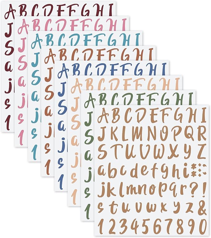Outus 576 Pcs 8 Sheets Letters Stickers Vinyl Alphabet Number Decals Back to School Supplies for Water Bottles Cups Mailbox Scrapbooking Bulletin Board Classroom Decor(Delicate Colors,1 Inch) by Outus