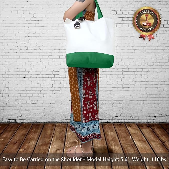 TOPDesign 1-Pack Super Strong Large 12oz Cotton Canvas Tote Bag, Reusable Grocery Shopping Cloth Bag, Fashionable Two-Tone Tote for Crafts, DIY Your Creative Designs - Image 2