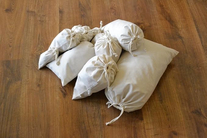 8"x12" COTTON DOUBLE DRAWSTRING MUSLIN BAGS (Natural Color)-12 count pack - Image 2